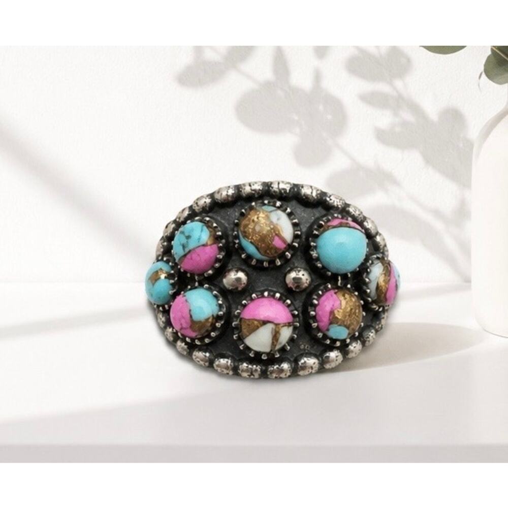 Cotton Candy Turquoise Band Ring Size  7.25